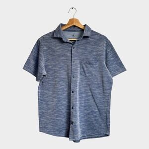 Tailorbyrd Collection Men's Button Front Shirt Medium Blue Short Sleeve Golf